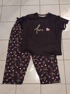 4/$60 Black 'Love' Pajama Set - Size 5XL (US22)